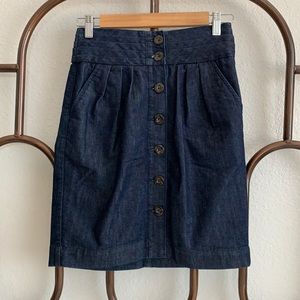 Pilcro Button-Up Dark Denim Skirt
